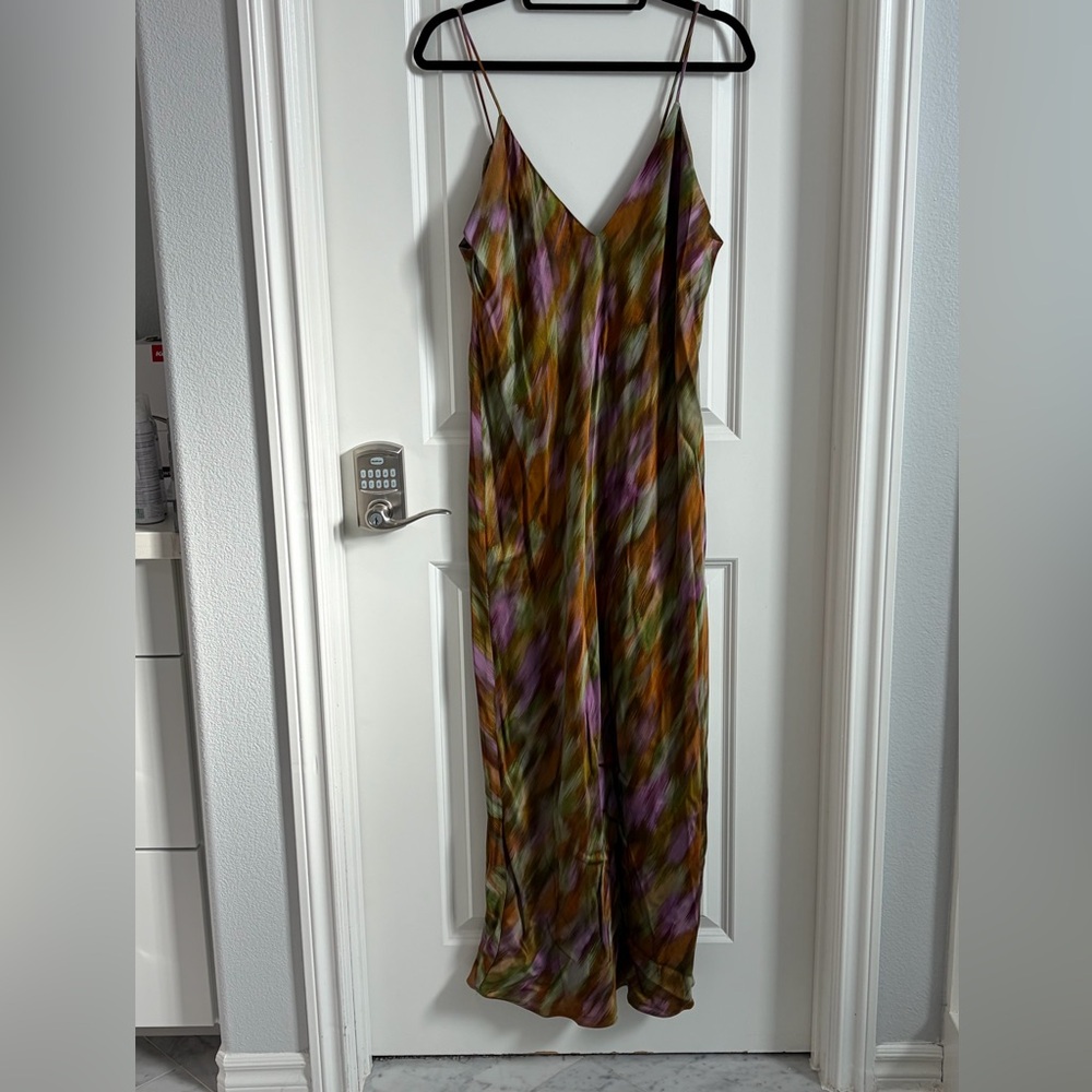 Zara satin water color slip dress